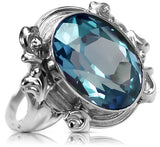 Ring Aquamarine Sterling silver 925 Vintage craft vrc100s