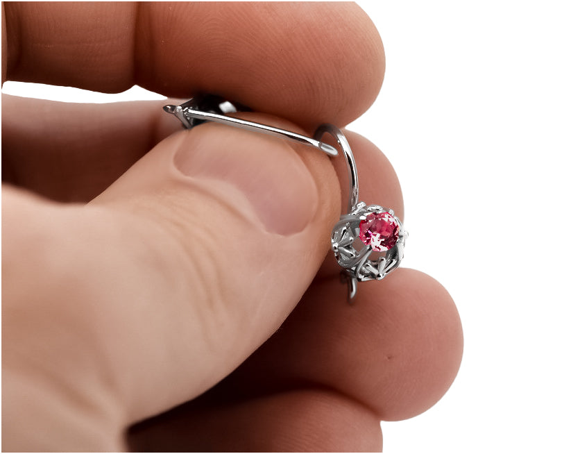 Silver 925 ruby earrings vec145s Vintage vec145s-rb