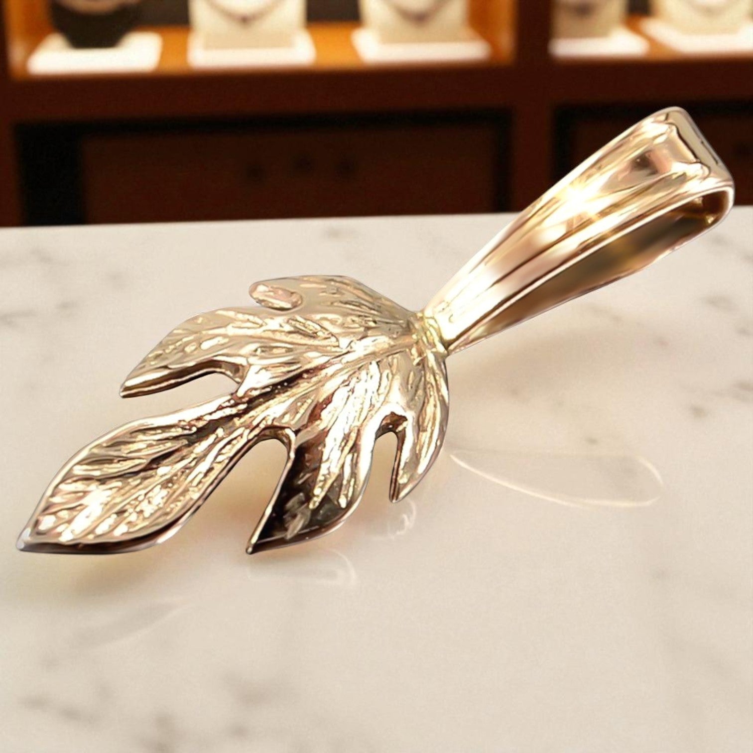 Vintage silver rose gold plated 925 Vintage leaf pendant vpn018rp