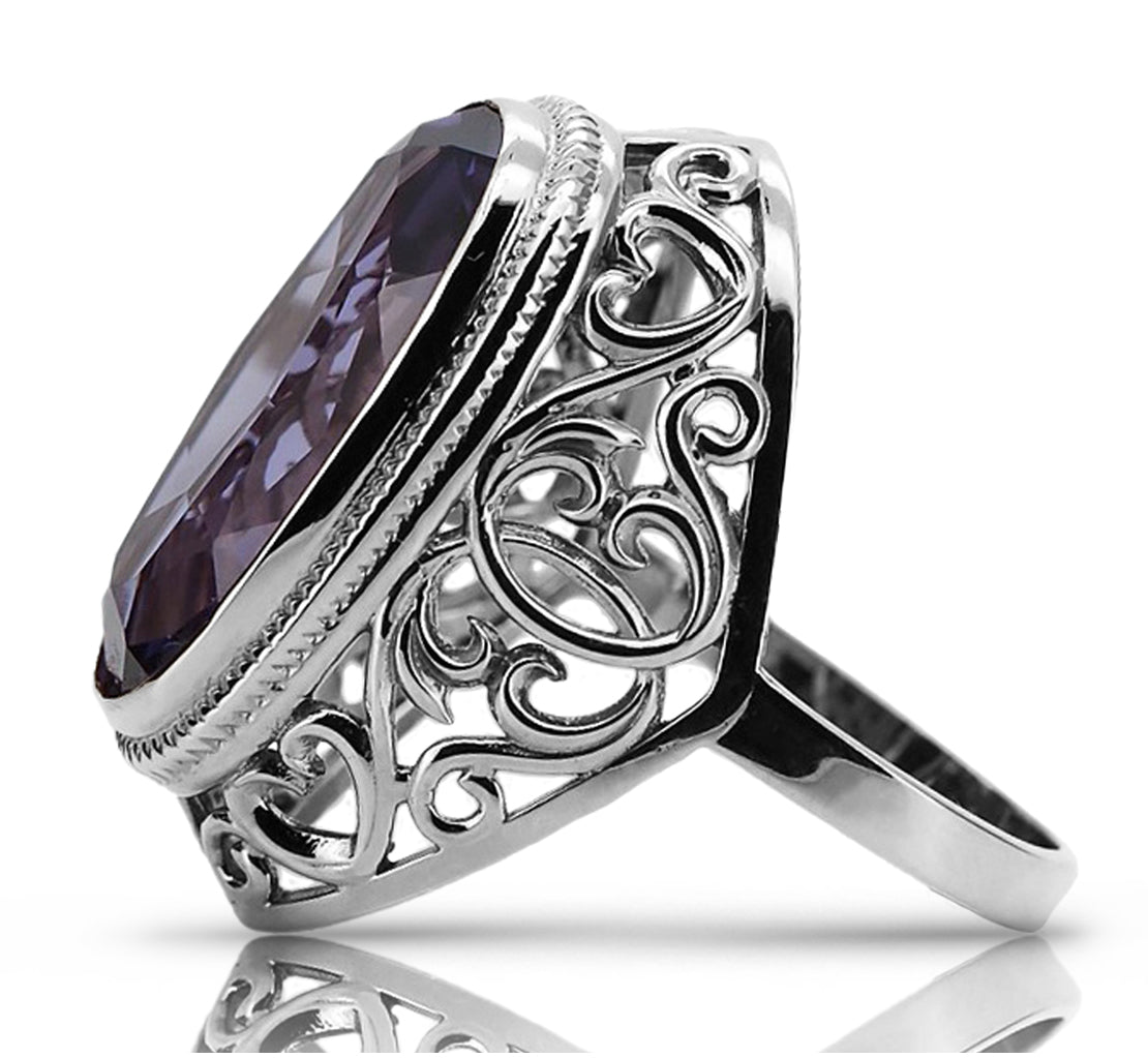 Silver 925 Soviet Russian style alexandrite ring vrc184s Vintage