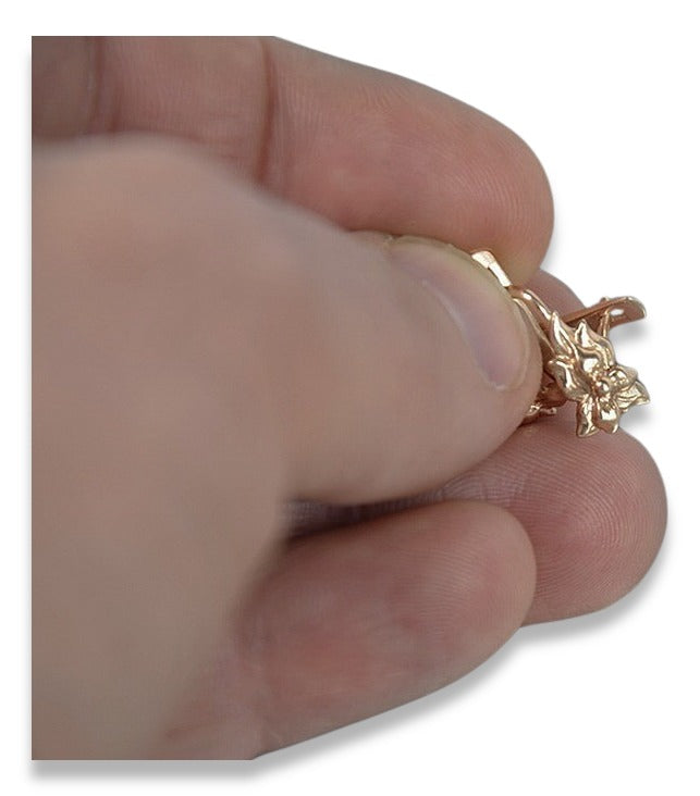 Vintage rose pink 14k 585 gold  Vintage flower earrings ven190