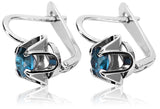 Vintage 925 Silver Aquamarine earrings vec018s Russian Soviet style vec018s-aq