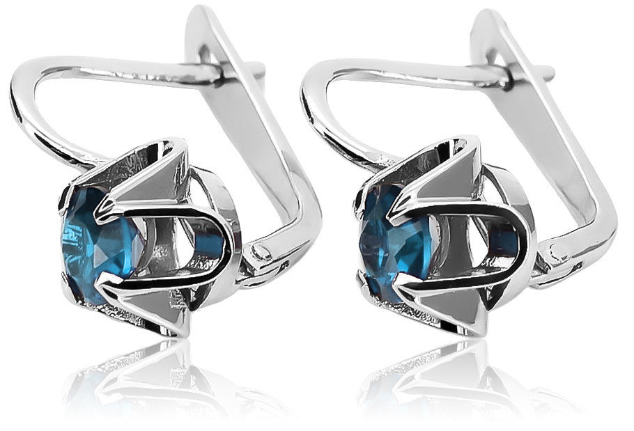 Vintage 925 Silver Aquamarine earrings vec018s Russian Soviet style vec018s-aq