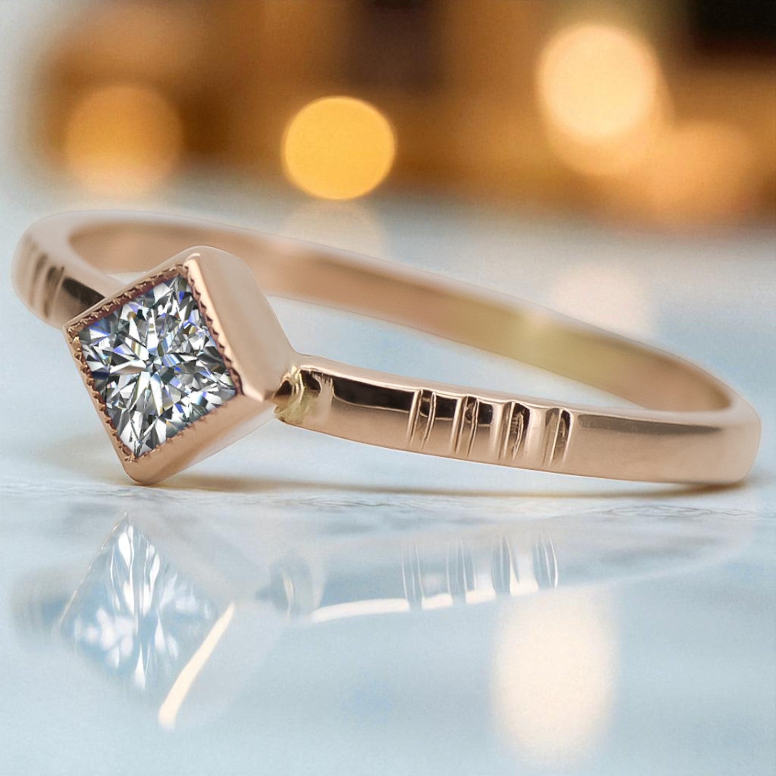 Vintage rose pink 14k gold 585 Zircon ring vrc138 Vintage vrc138r-zi