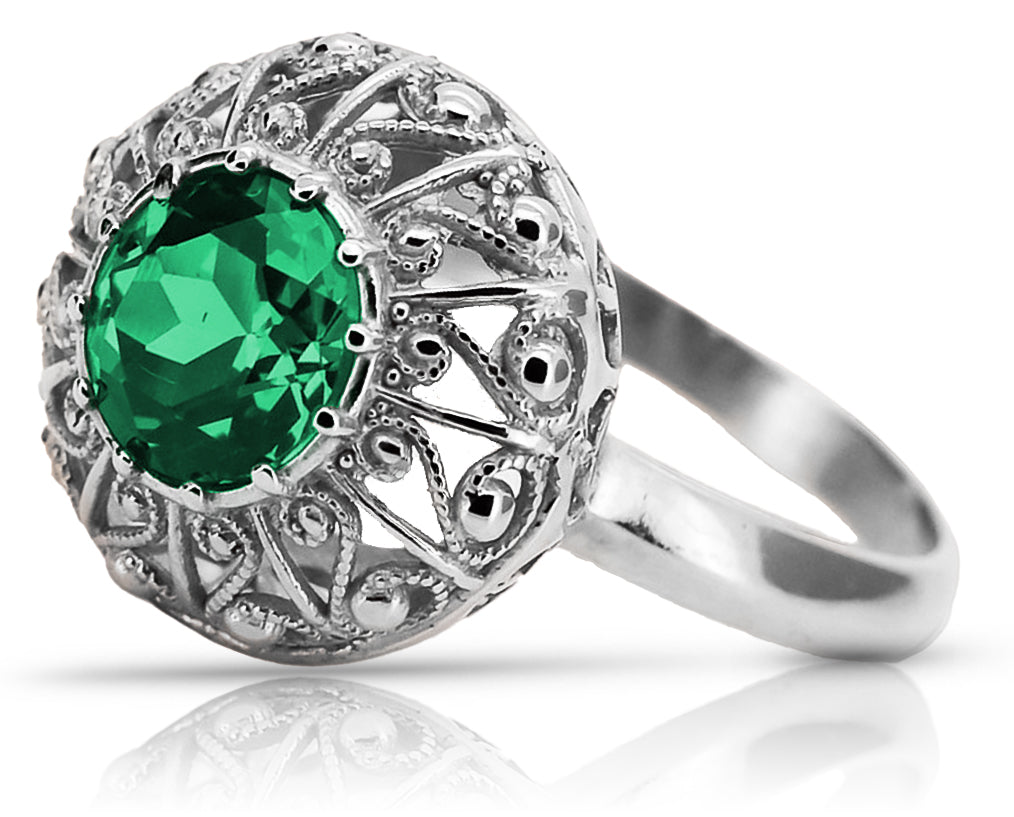 Vintage silver 925 Emerald ring vrc059s Vintage