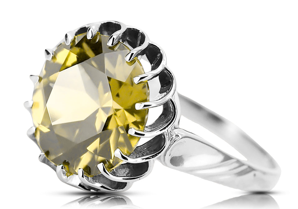 Sterling silver 925 Yellow Peridot Ring Vintage vrc035s