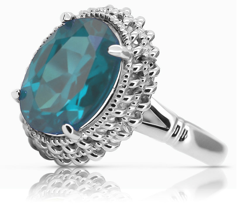 Vintage silver 925 Aquamarine ring vrc068s Vintage