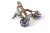 Rose pink 14k 585 gold alexandrite earrings vec150rw Vintage Soviet Russian style vec150rw-ax