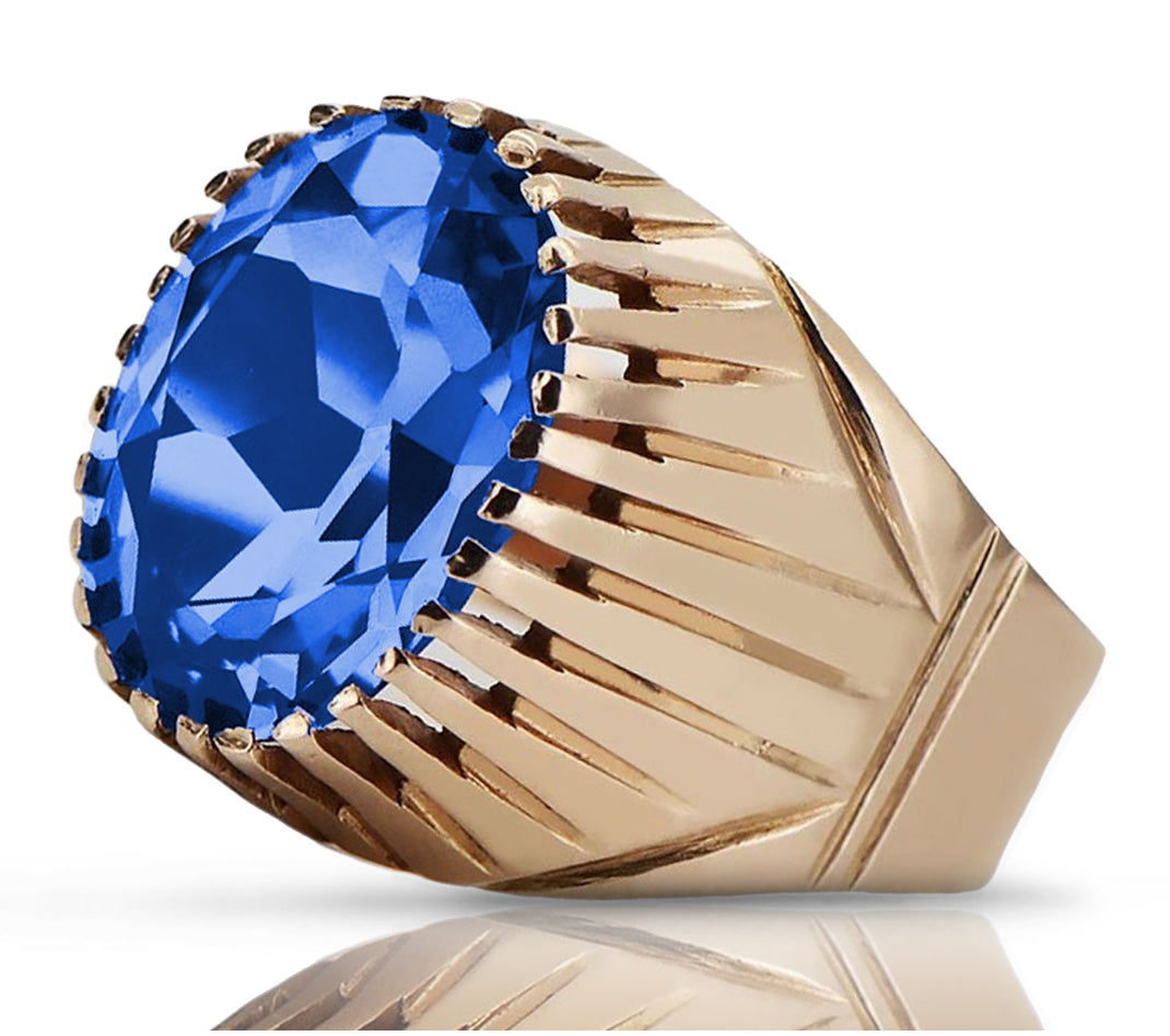 Vintage rose pink 14k gold 585 Sapphire ring vrc048 Vintage Russian Soviet style