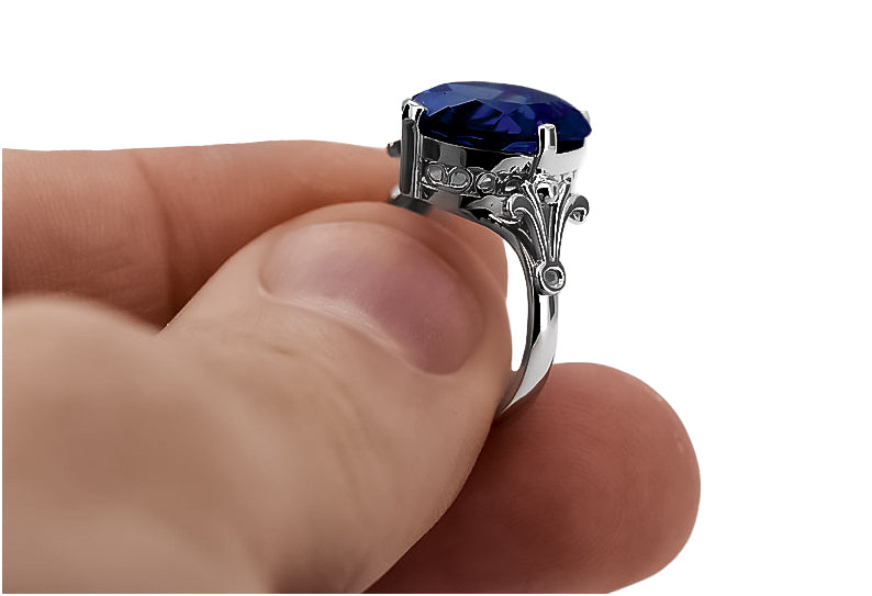 Sapphire Sterling silver 925 Ring Vintage style vrc369s