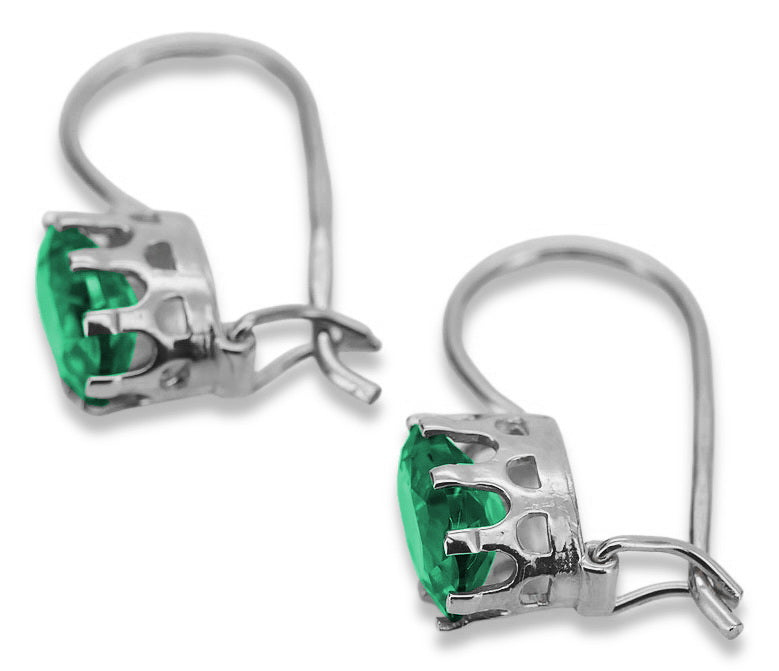 Vintage Vintage 925 Silver Emerald earrings vec196s vec196s-em