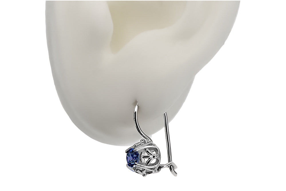 Silver 925 sapphire earrings vec145s Vintage vec145s-sp