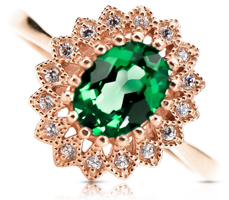 Emerald Original Vintage 14K Rose Gold Ring Vintage style crc012r