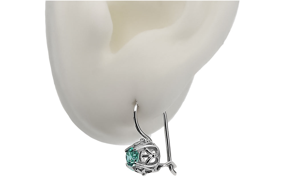 Silver 925 emerald earrings vec145s Vintage vec145s-em