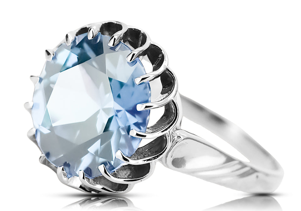 Sterling silver 925 Aquamarine Ring Vintage craft vrc035s