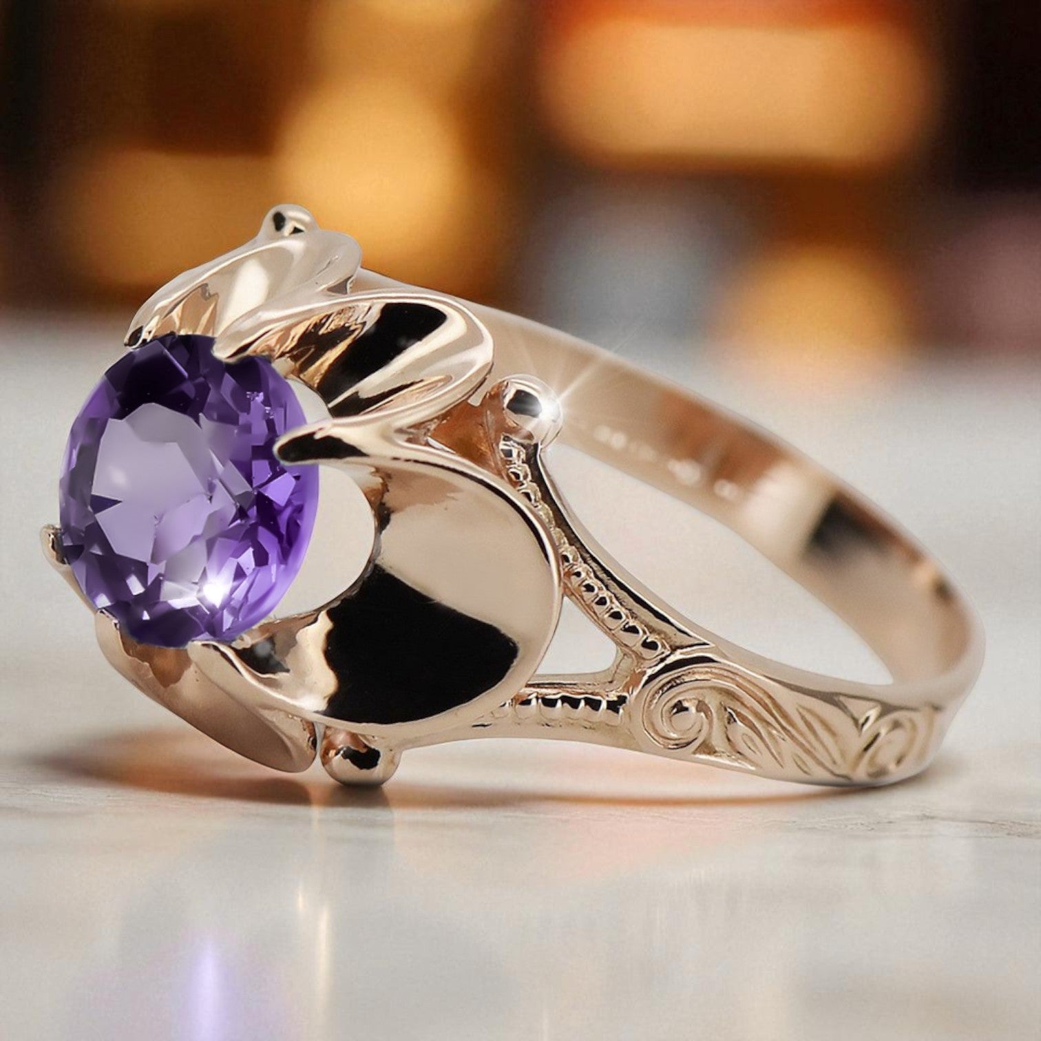 Alexandrite Original Vintage 14K Rose Gold Ring Vintage style vrc377r