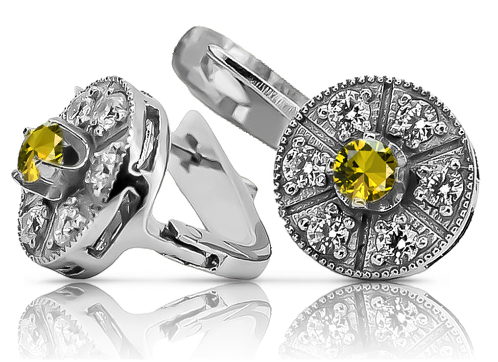 Vintage white 14k 585 gold peridot earrings vec161w Vintage vec161w-yp