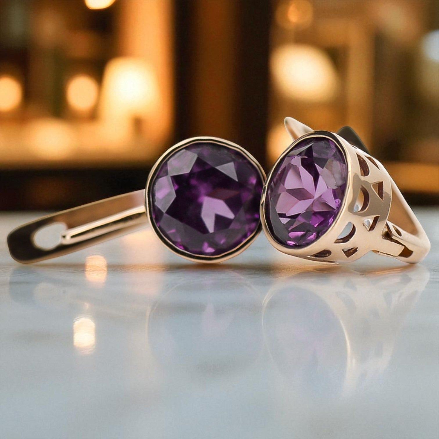 Vintage silver rose gold plated 925 Amethyst earrings vec107rp vec107rp-am