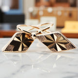 Russian Rose pink 14k 585 gold Vintage square earrings ven060