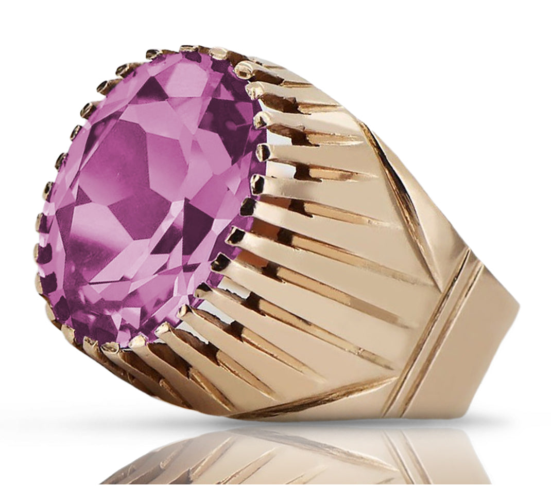 Vintage rose pink 14k gold 585 Amethyst ring vrc048 Vintage Russian Soviet style vrc048r-am