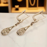 Vintage rose pink 14k 585 gold Vintage leaf earrings ven239