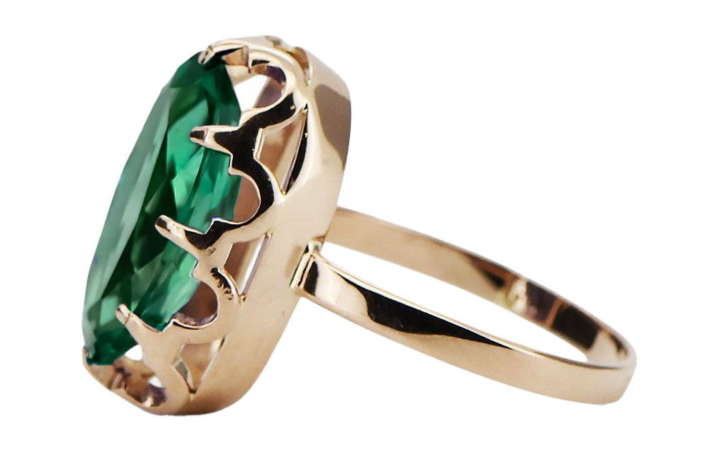 Original Vintage 14K Rose Gold Emerald Ring Vintage Jewlery vrc253r vrc253r-em