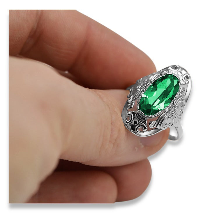 Vintage silver 925 Emerald ring vrc014s Vintage vrc014s-em