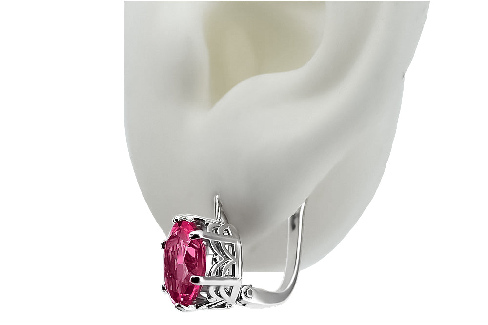 Silver 925 Russian style ruby earrings vec003s Vintage Russian Soviet style vec003s-rb