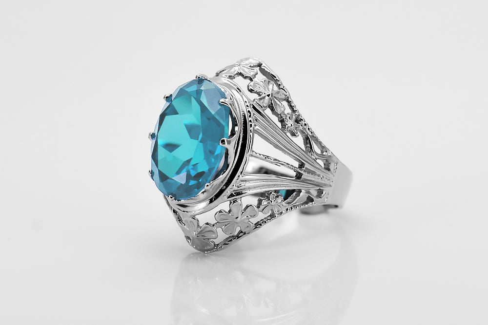 Vintage silver 925 Aquamarine ring vrc031s Vintage vrc031s-aq