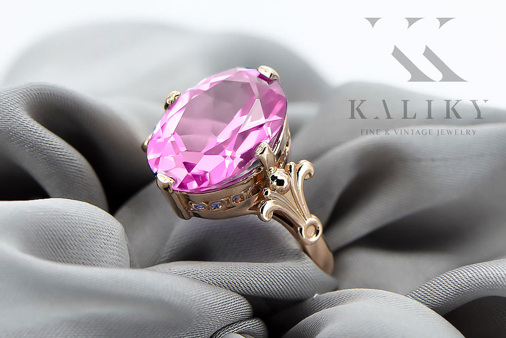 Vintage craft Ring Amethyst Original Vintage 14K Rose Gold vrc369r vrc369r-am