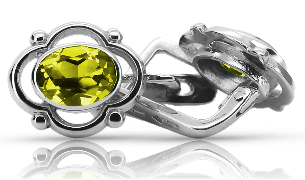 Vintage 925 Silver peridot earrings vec033s Russian Soviet style vec033s-yp