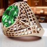 Vintage rose pink 14k gold 585 Emerald ring vrc030 Vintage