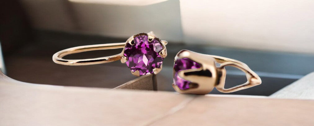Amethyst Original Vintage 14K Rose Gold Earrings Vintage craft vec056r vec056r-am