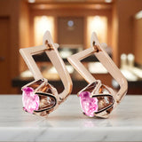 Vintage craft Earrings Amethyst Original Vintage 14K Rose Gold vec005r