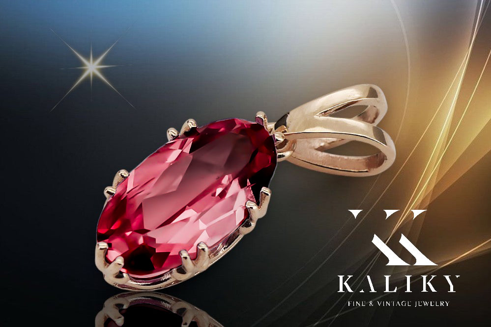 Original Vintage 14K Rose Gold Ruby Pendant Vintage Jewlery vpc019r vpc019r-rb