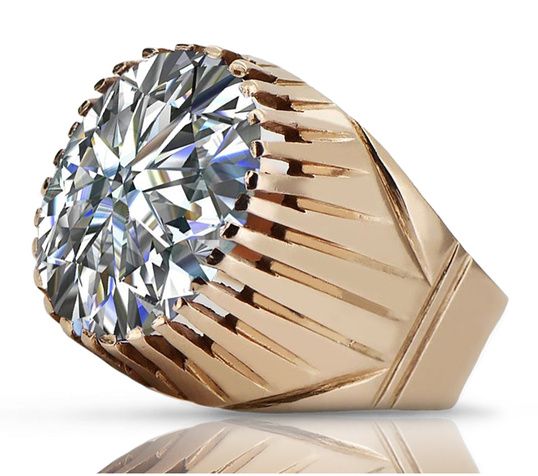 Silver 925 Rose Gold Plated Zircon Ring vrc048rp Russian Soviet Vintage jewelry style vrc048rp-zi