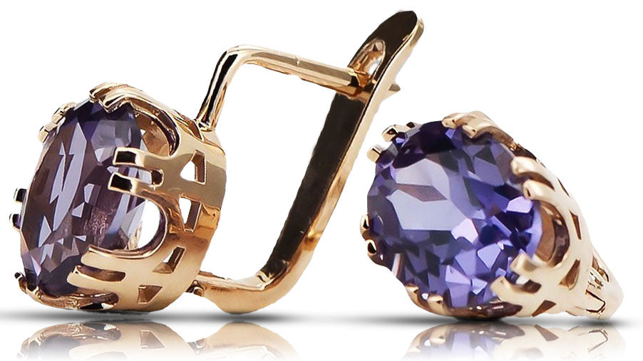 Earrings Alexandrite Original Vintage 14K Rose Gold Vintage style vec016r