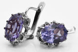 Silver 925 Vintage Earrings with Alexandrite, Oval 10x12mm vec079s-ax