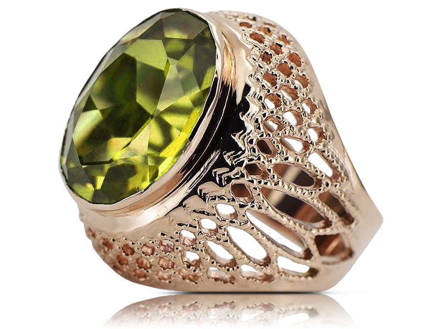 Silver 925 Rose Gold Plated Peridot Ring vrc089rp Vintage