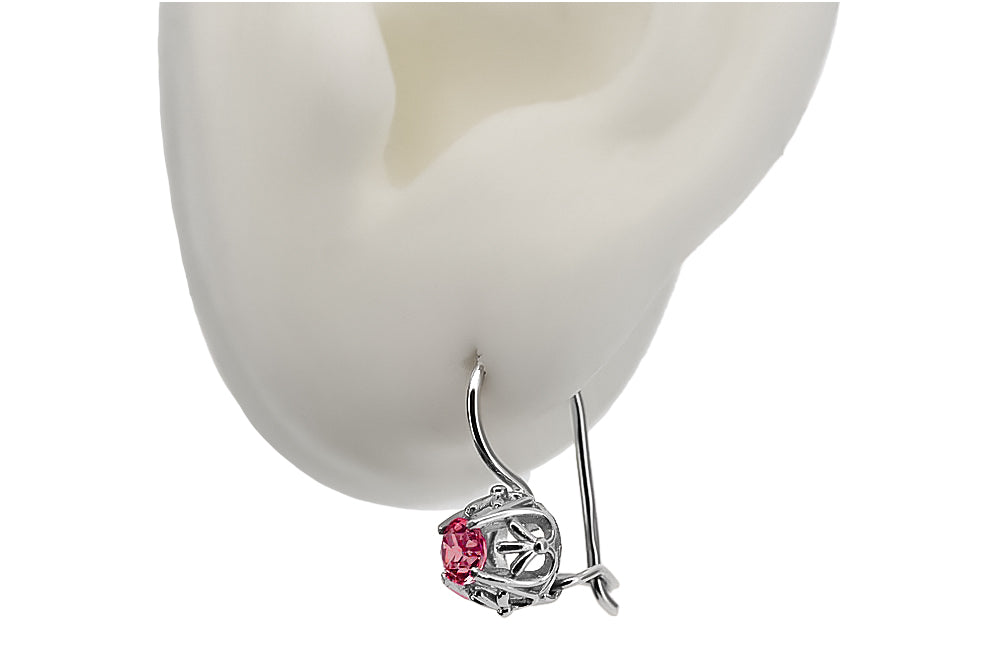 Silver 925 ruby earrings vec145s Vintage vec145s-rb