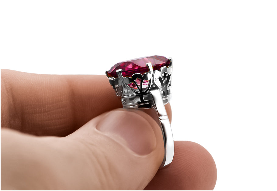 Silver 925 Ruby Ring Vintage Oval Polish vrc130s-rb