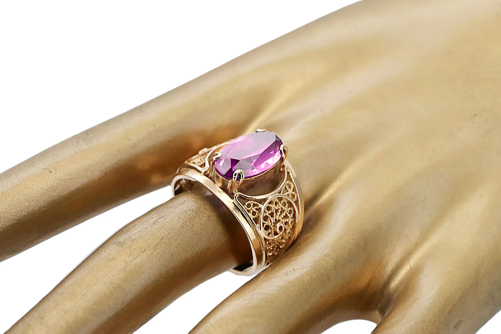 Ring Vintage craft Amethyst Original Vintage 14K Rose Gold vrc057r vrc057r-am