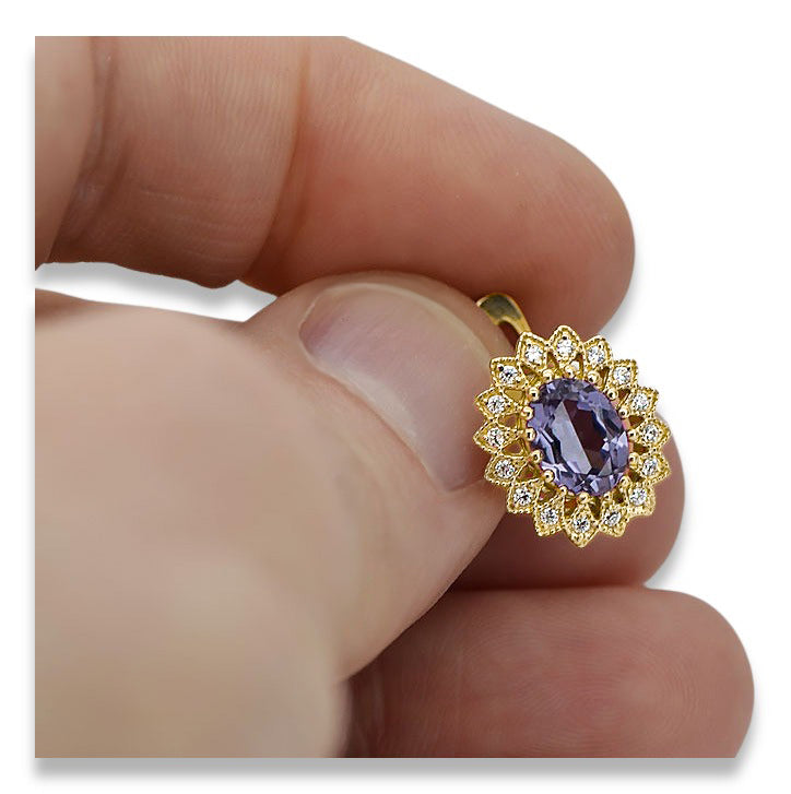 Earrings Vintage Alexandrite 14K Yellow gold vec125y vec125y-ax