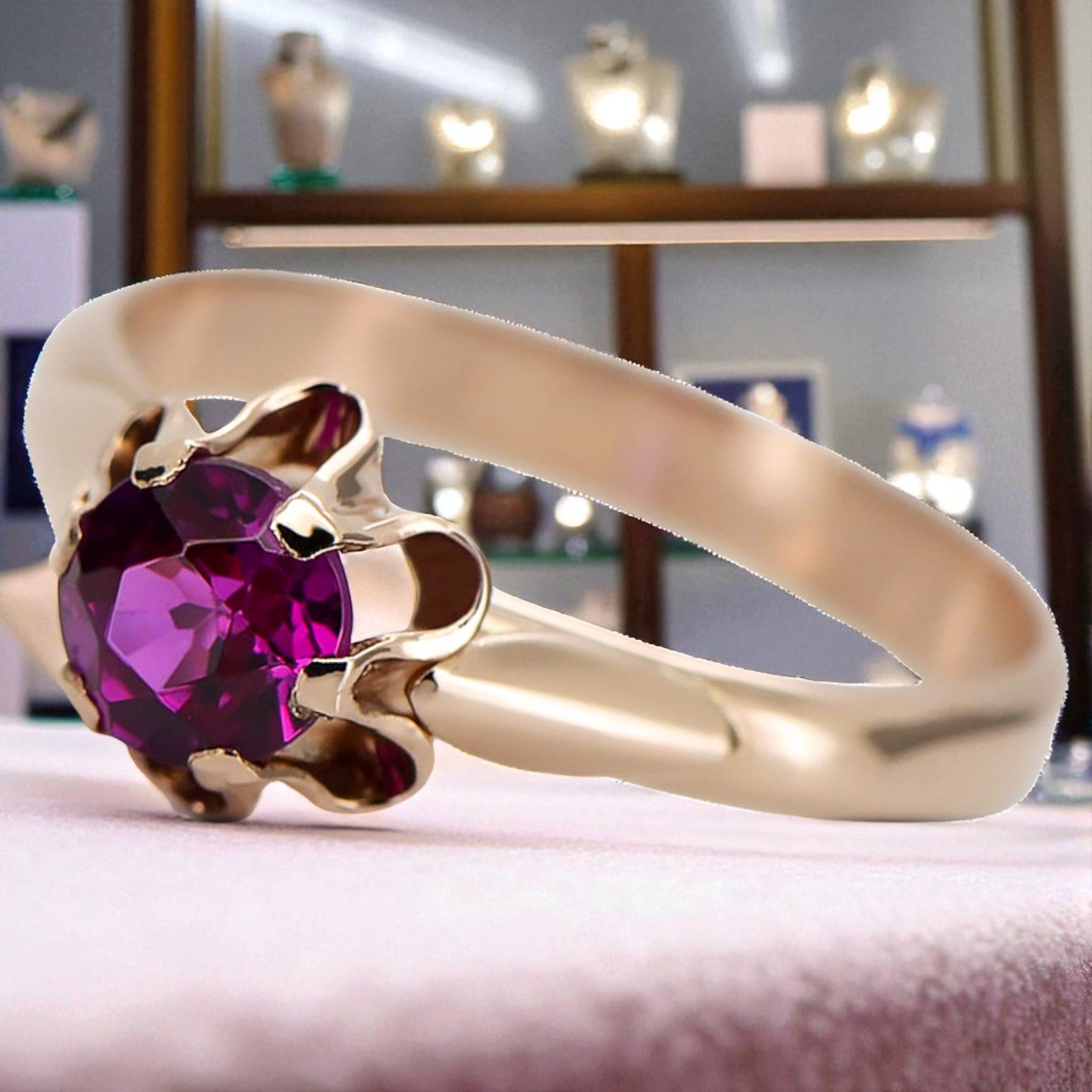 Ruby Original Vintage 14K Rose Gold Ring Vintage vrc094r vrc094r-rb