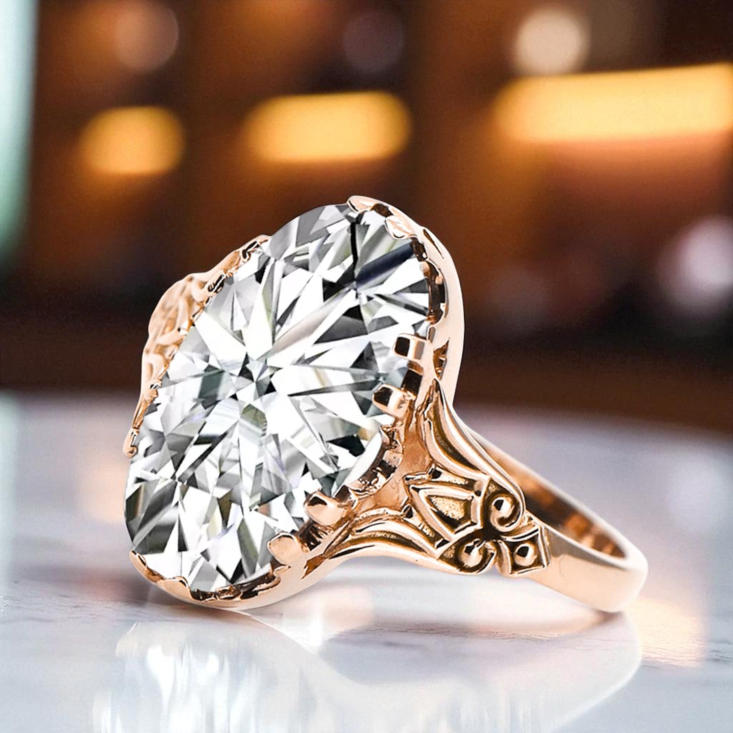 Ring Zircon Original Vintage 14K Rose Gold Vintage vrc058r vrc058r-zi