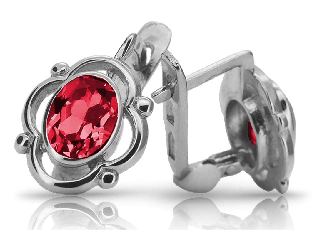Vintage 925 Silver ruby earrings vec033s Russian Soviet style vec033s-rb