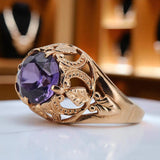 Rose 14K pink gold Alexandrite Ring vrc080 Russian Soviet Vintage style