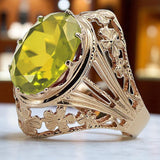 Vintage rose pink 14k gold 585 Peridot ring vrc031 Vintage