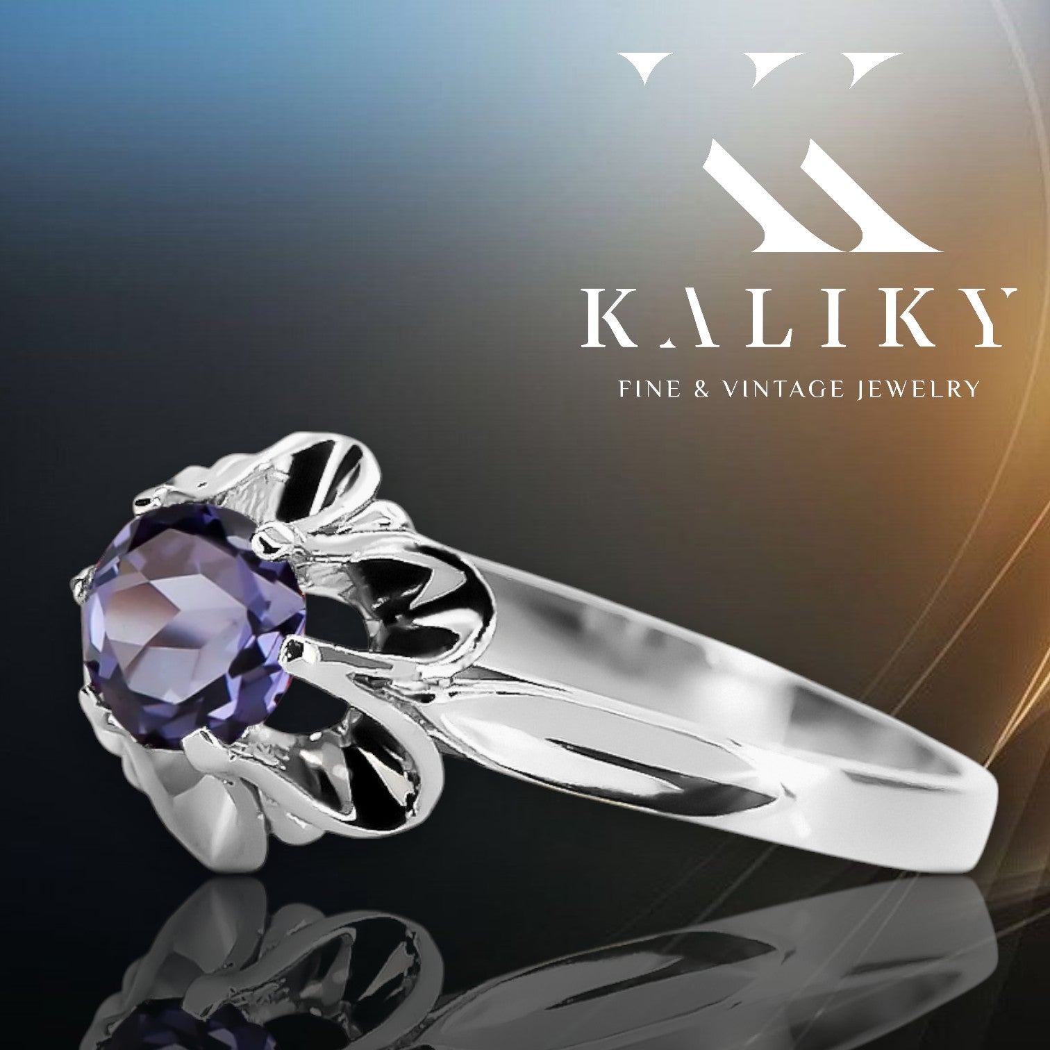 Vintage style Ring Alexandrite Sterling silver 925 vrc004s