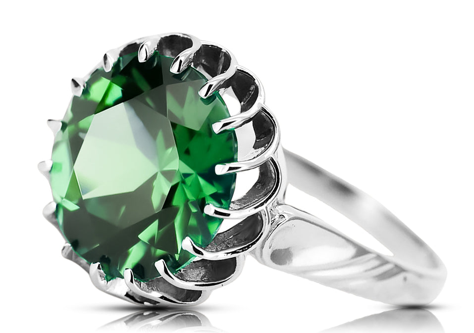 Vintage style Ring Emerald Sterling silver 925 vrc035s vrc035s-em